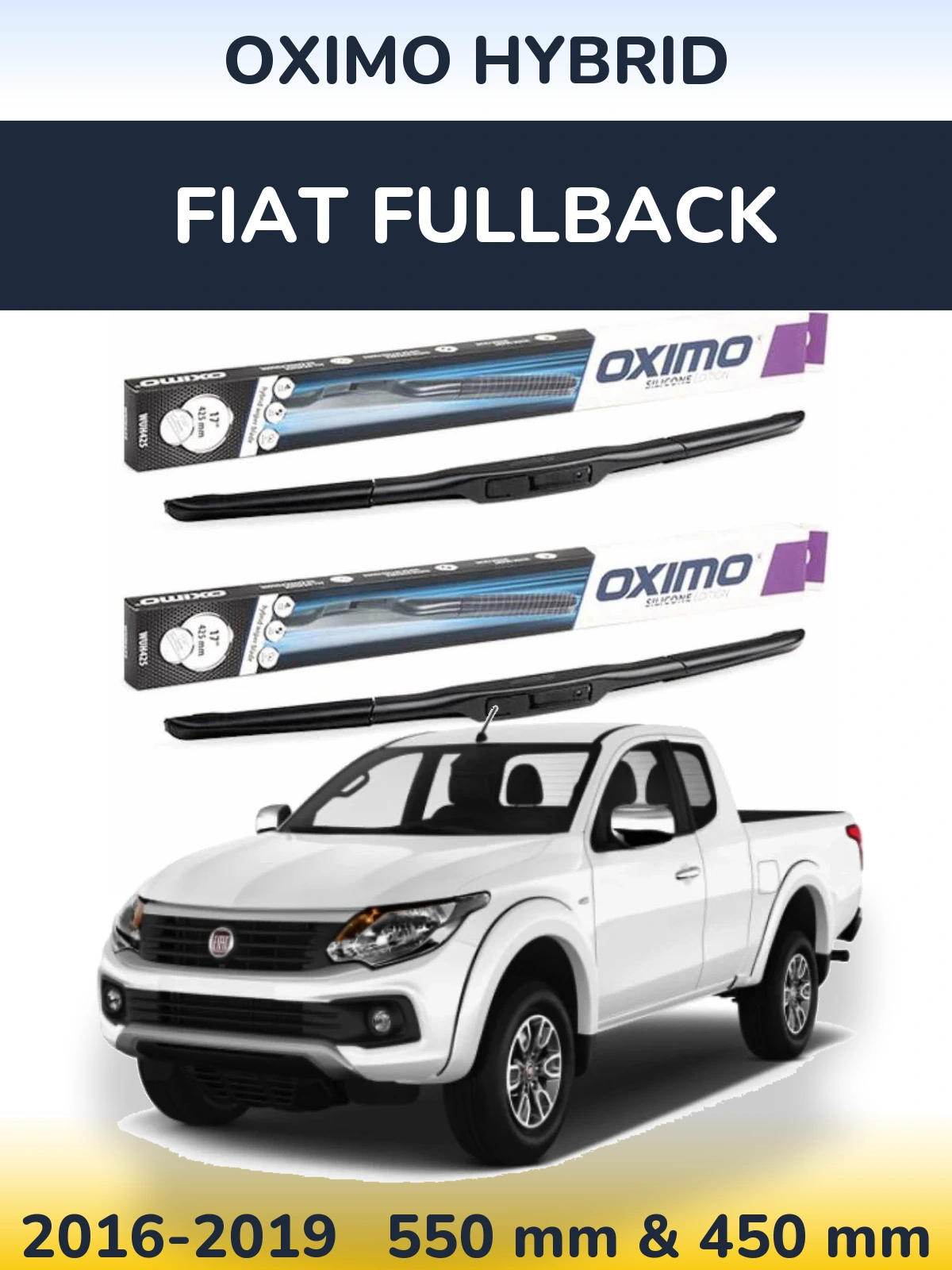 Komplet przednich wycieraczek Oximo Hybrid 550 & 450 mm do Fiat Fullback 2016-2019