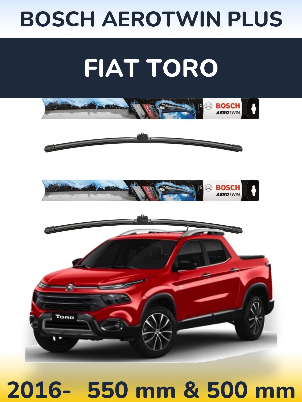 Komplet przednich wycieraczek BOSCH AeroTwin Plus 550 & 500 mm do Fiat Toro 2016-2026