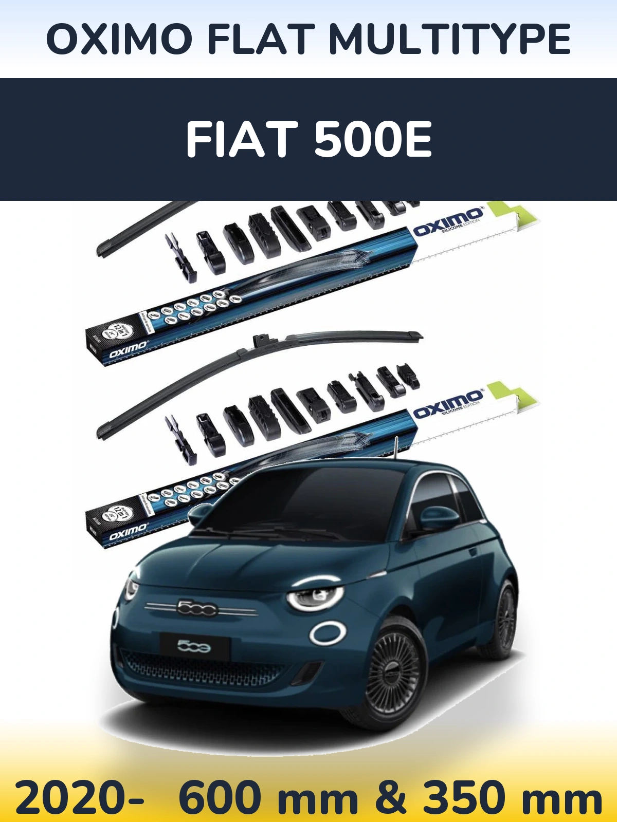 Komplet przednich wycieraczek Oximo Flat MultiType 600 & 350 mm do Fiat 500e 2020-2026
