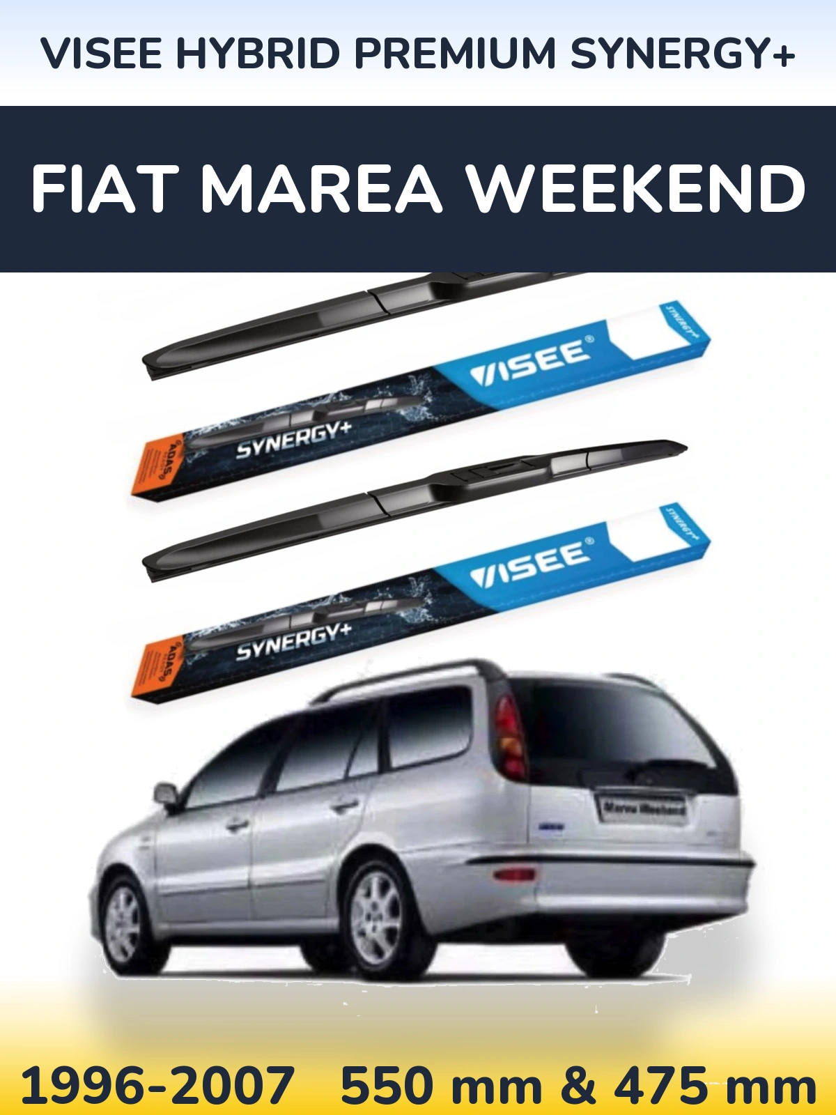 Комплект передних дворников VISEE HYBRID PREMIUM SYNERGY+ 550 & 475 мм для Fiat Marea Weekend 1996-2007