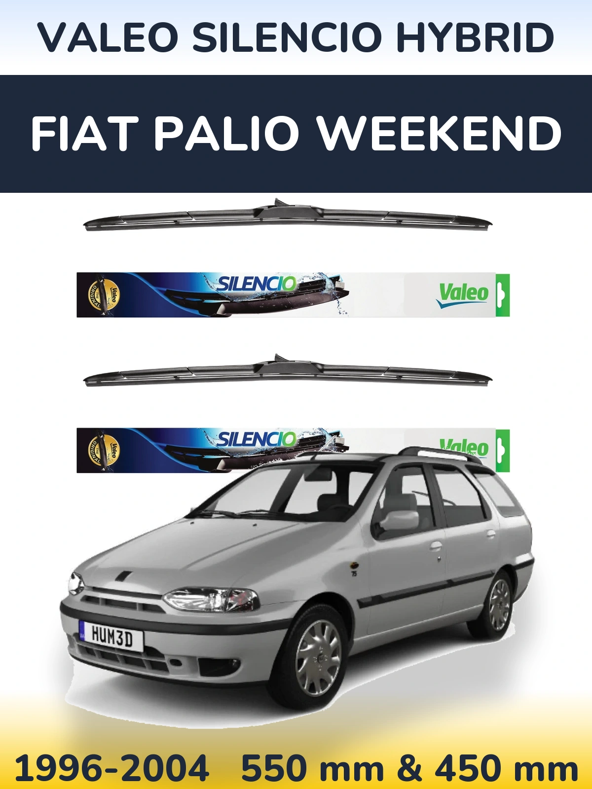 Komplet przednich wycieraczek Valeo Silencio Hybrid 550 & 450 mm do Fiat Palio Weekend 1996-2004