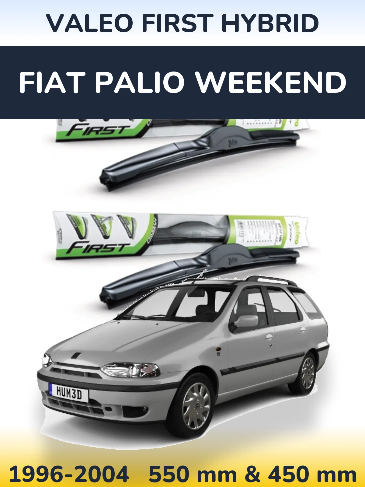 Komplet przednich wycieraczek Valeo First Hybrid 550 & 450 mm do Fiat Palio Weekend 1996-2004