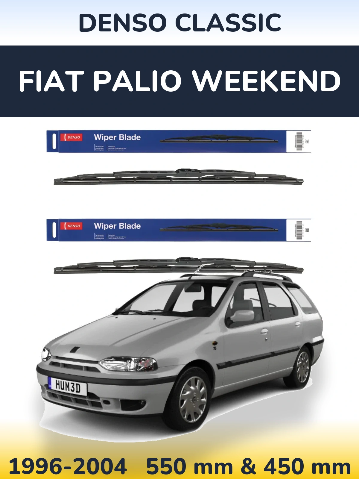 Komplet przednich wycieraczek Denso Classic 550 & 450 mm do Fiat Palio Weekend 1996-2004