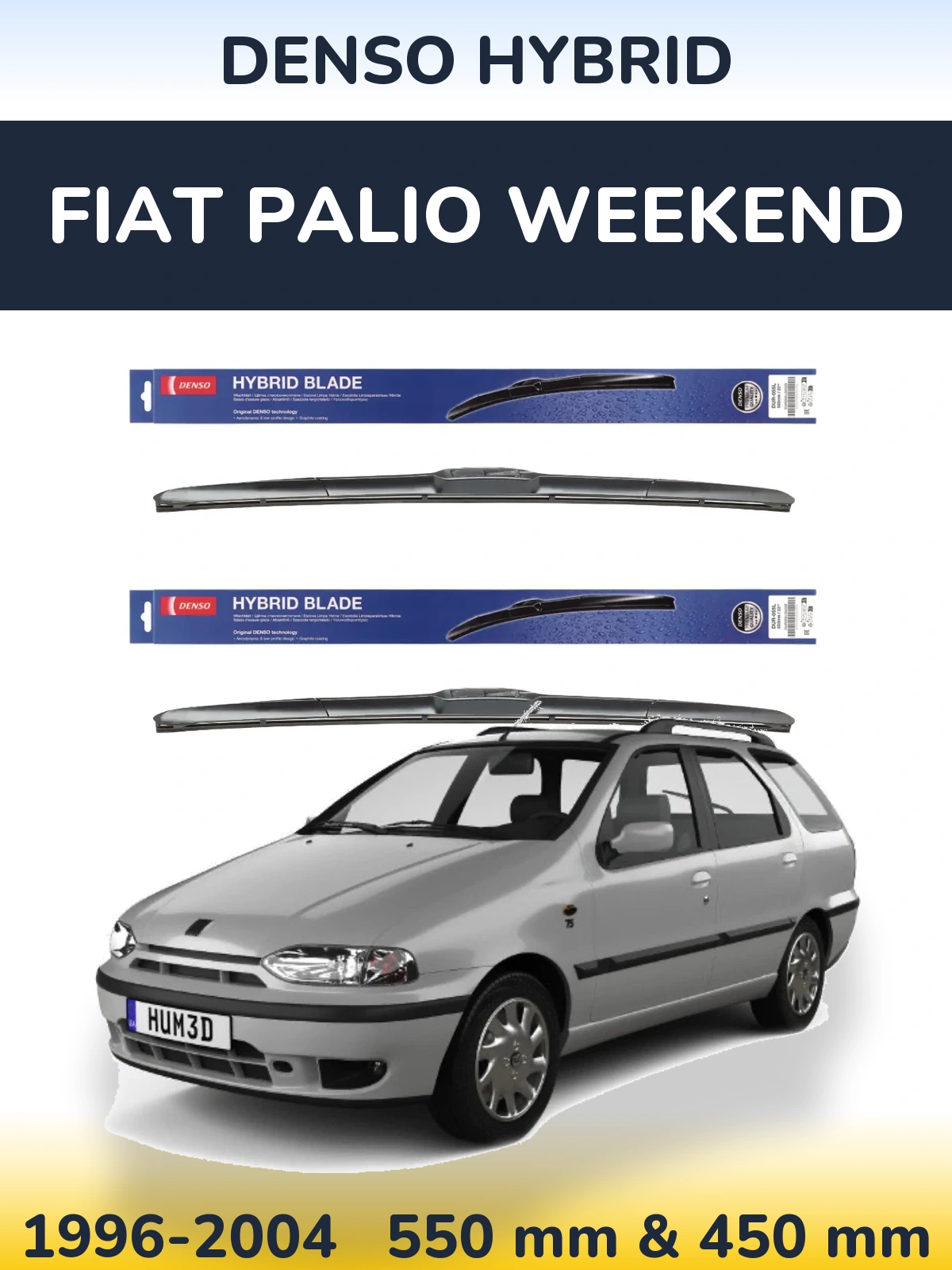 Комплект передних дворников Denso Hybrid 550 & 450 мм для Fiat Palio Weekend 1996-2004