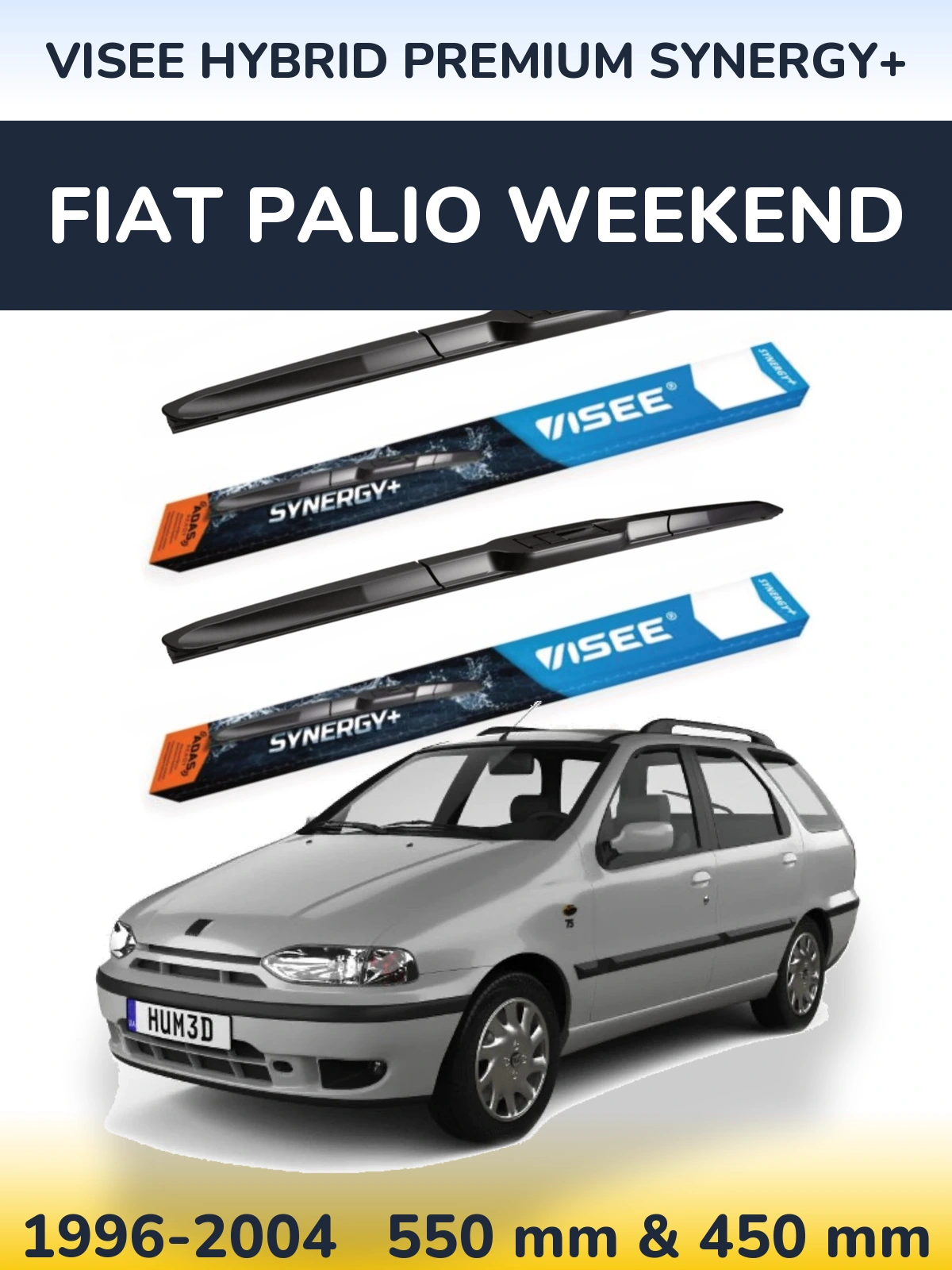 Комплект передних дворников VISEE HYBRID PREMIUM SYNERGY+ 550 & 450 мм для Fiat Palio Weekend 1996-2004