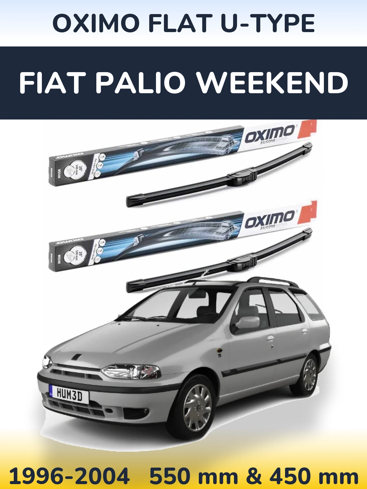 Комплект передних дворников Oximo Flat U-type 550 & 450 мм для Fiat Palio Weekend 1996-2004
