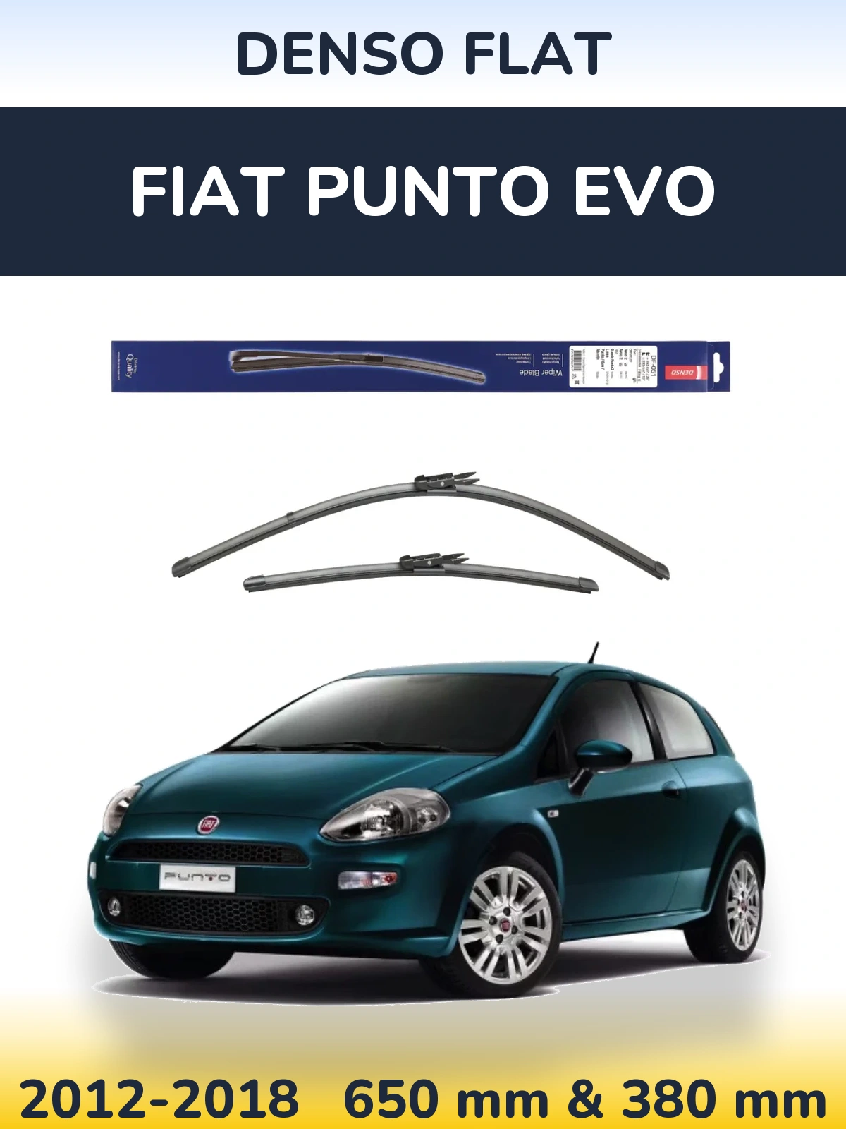 Komplet przednich wycieraczek Denso Flat 650 & 380 mm do Fiat Punto Evo 2012-2018