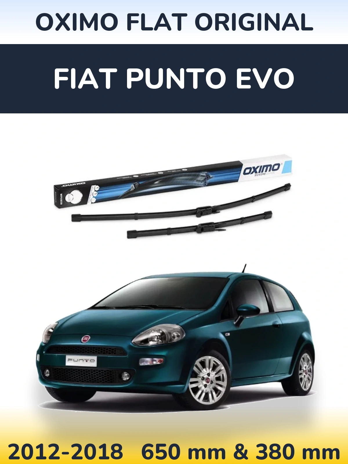 Komplet przednich wycieraczek Oximo Flat Original 650 & 380 mm do Fiat Punto Evo 2012-2018