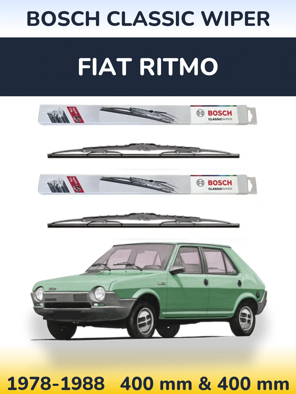 Komplet przednich wycieraczek BOSCH Classic Wiper 400 & 400 mm do Fiat Ritmo 1978-1988
