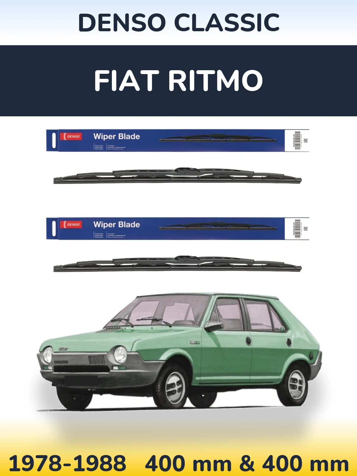 Komplet przednich wycieraczek Denso Classic 400 & 400 mm do Fiat Ritmo 1978-1988