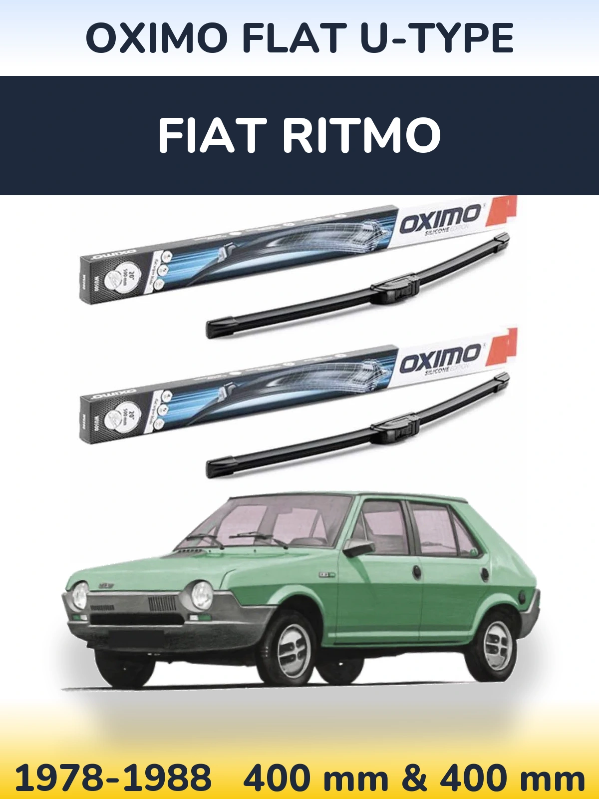 Комплект передних дворников Oximo Flat U-type 400 & 400 мм для Fiat Ritmo 1978-1988