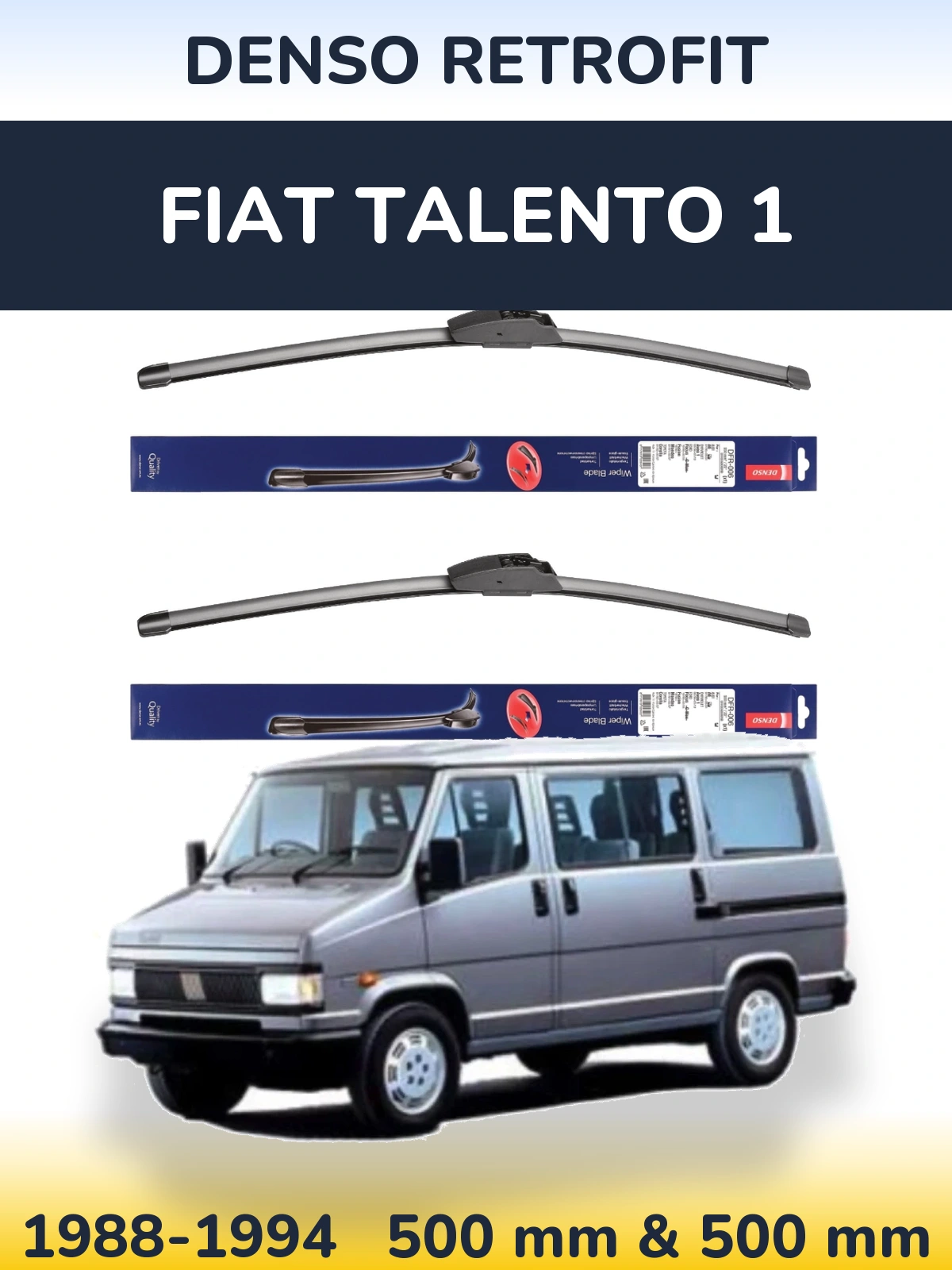 Комплект передних дворников Denso Retrofit 500 & 500 мм для Fiat Talento 1 1988-1994