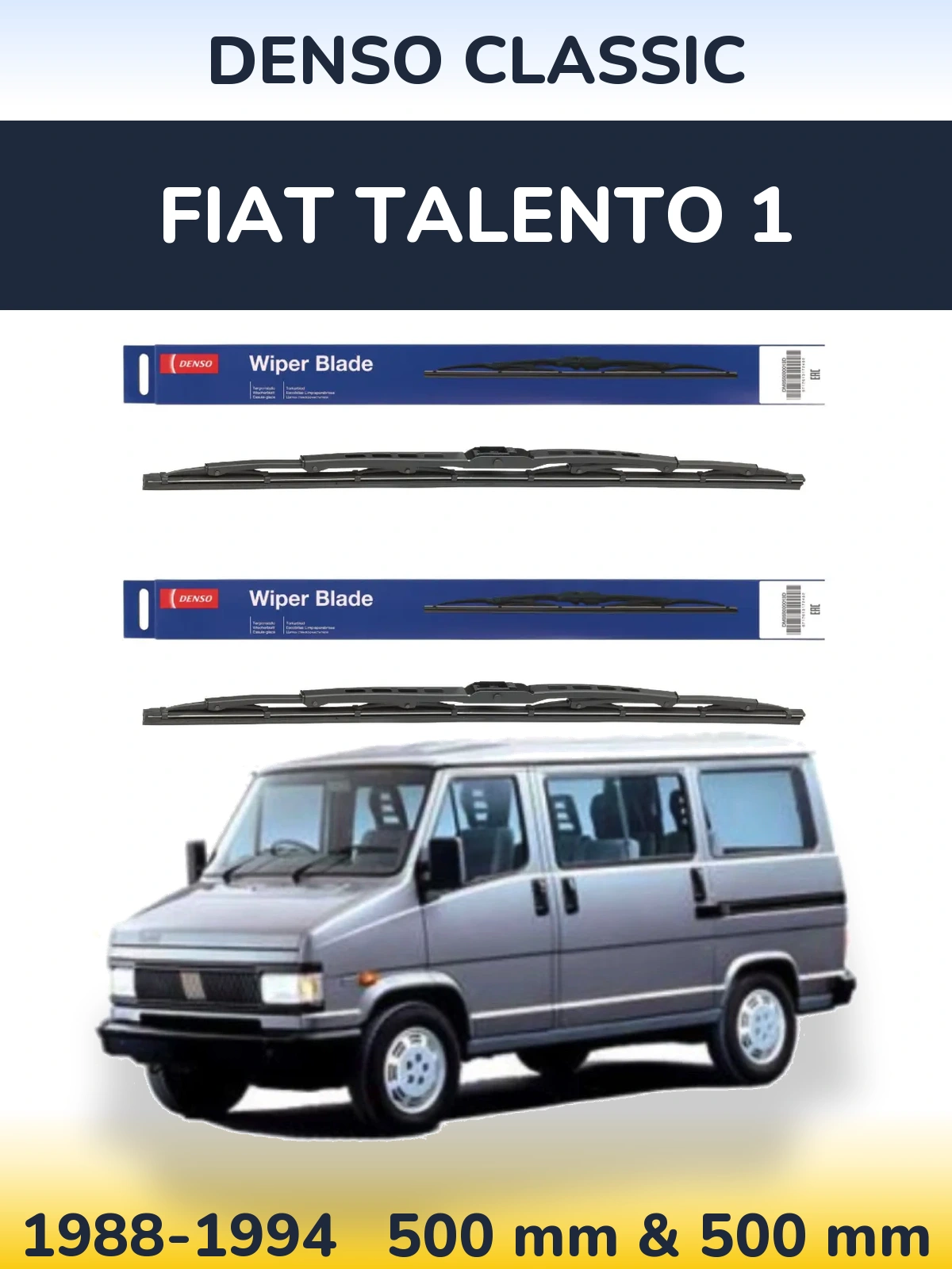 Komplet przednich wycieraczek Denso Classic 500 & 500 mm do Fiat Talento 1 1988-1994
