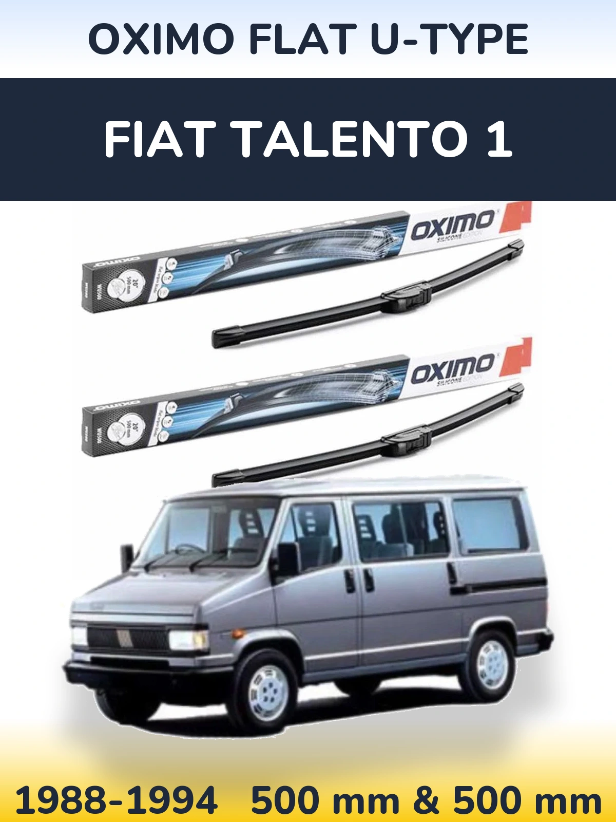 Komplet przednich wycieraczek Oximo Flat U-type 500 & 500 mm do Fiat Talento 1 1988-1994