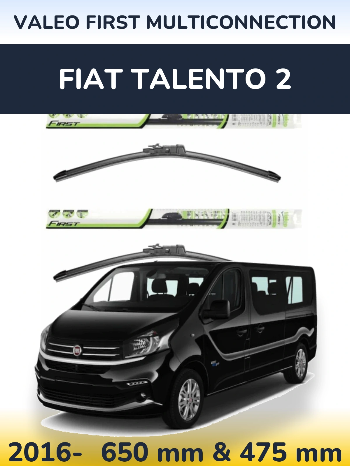 Komplet przednich wycieraczek Valeo First MultiConnection 650 & 475 mm do Fiat Talento 2 2016-2026