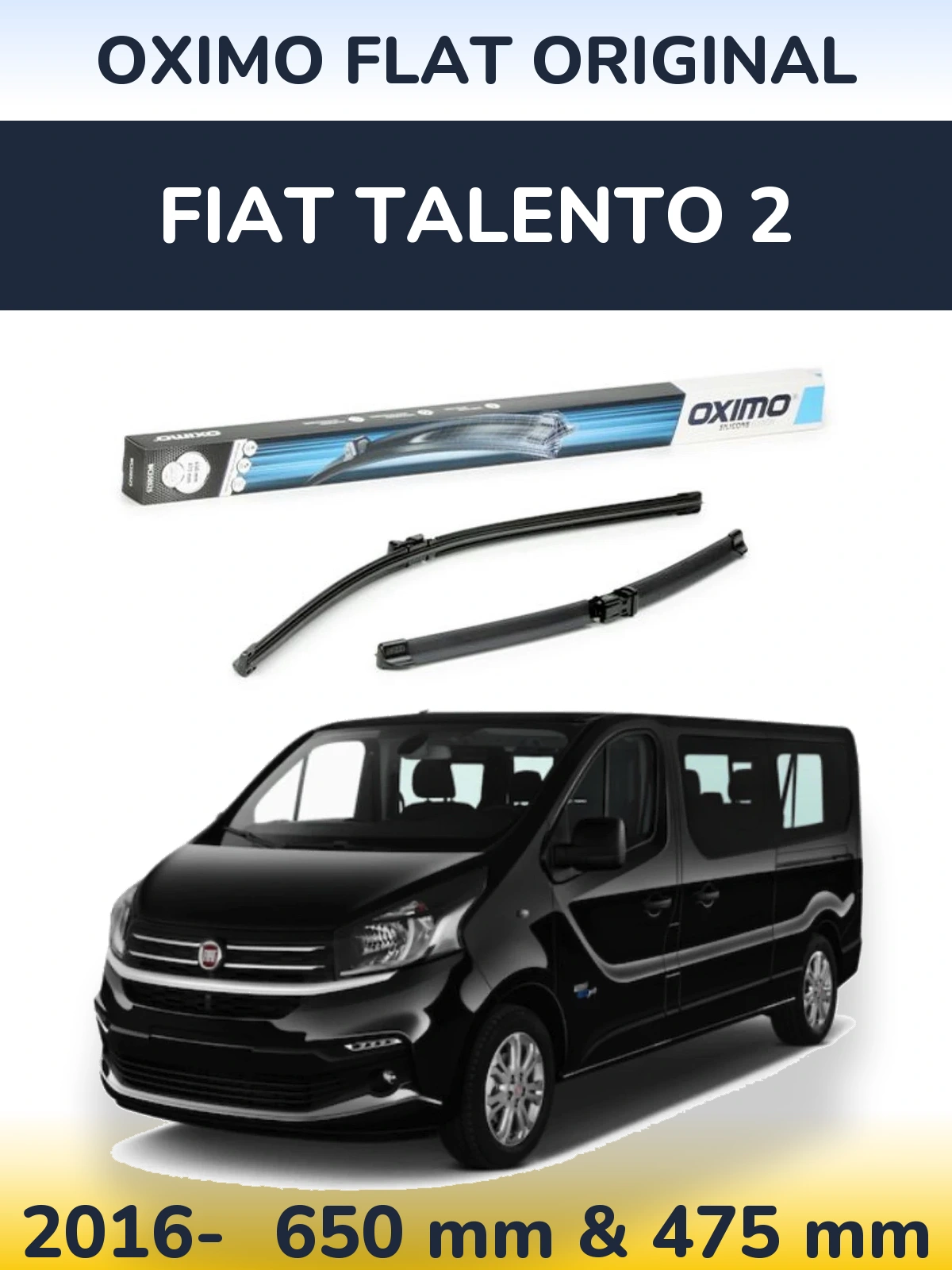 Komplet przednich wycieraczek Oximo Flat Original 650 & 475 mm do Fiat Talento 2 2016-2026