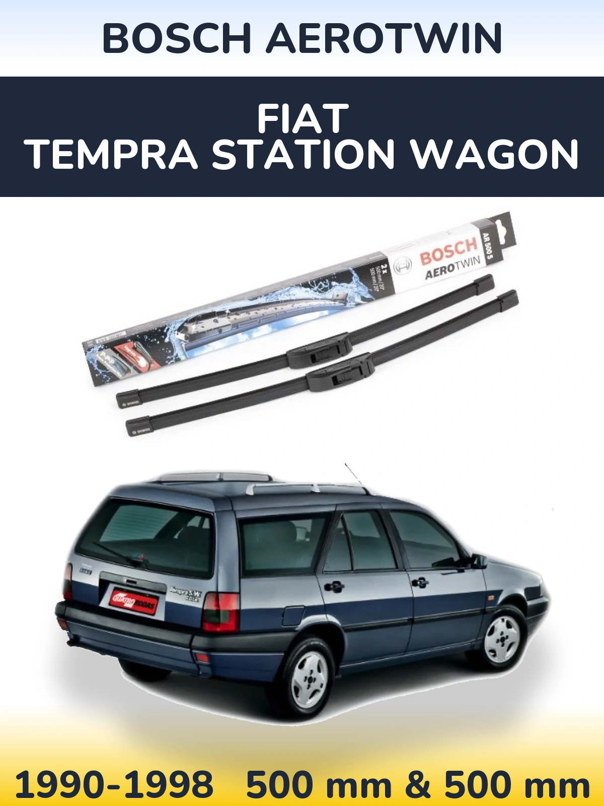 Komplet przednich wycieraczek BOSCH AeroTwin 500 & 500 mm do Fiat Tempra Station Wagon 1990-1998