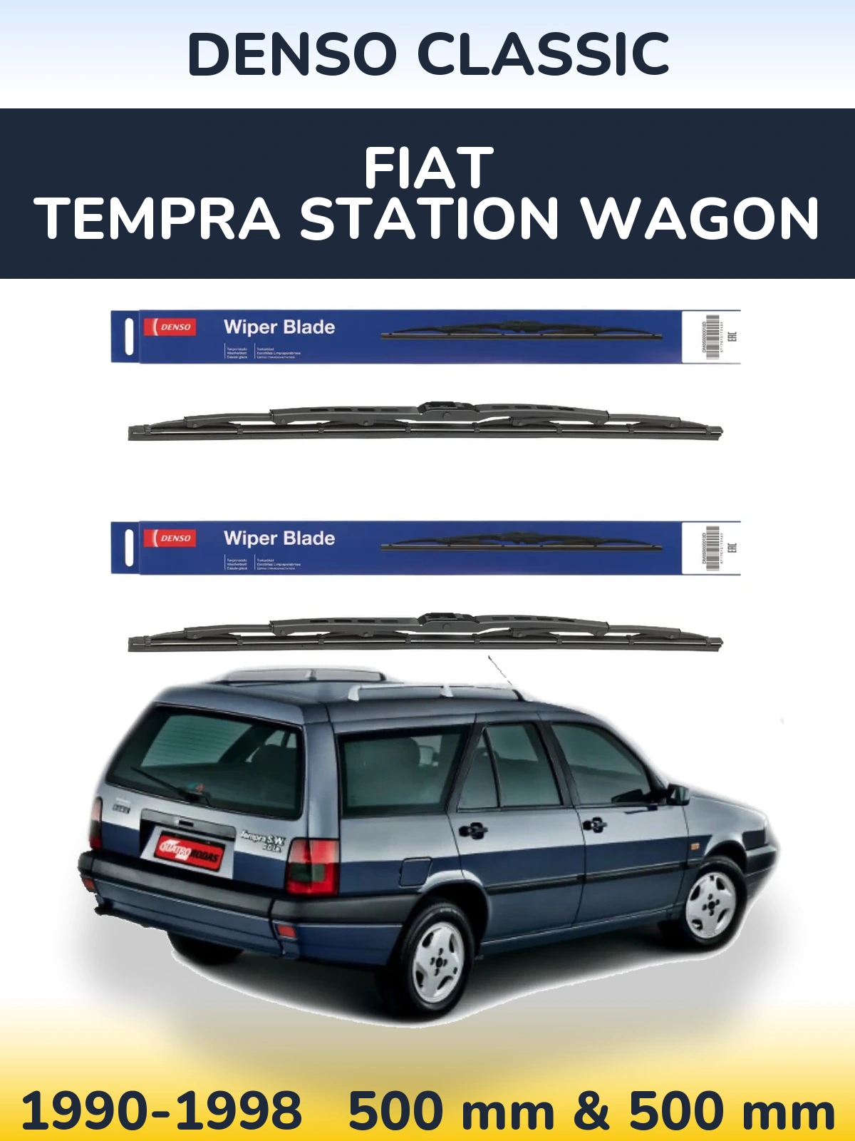 Komplet przednich wycieraczek Denso Classic 500 & 500 mm do Fiat Tempra Station Wagon 1990-1998