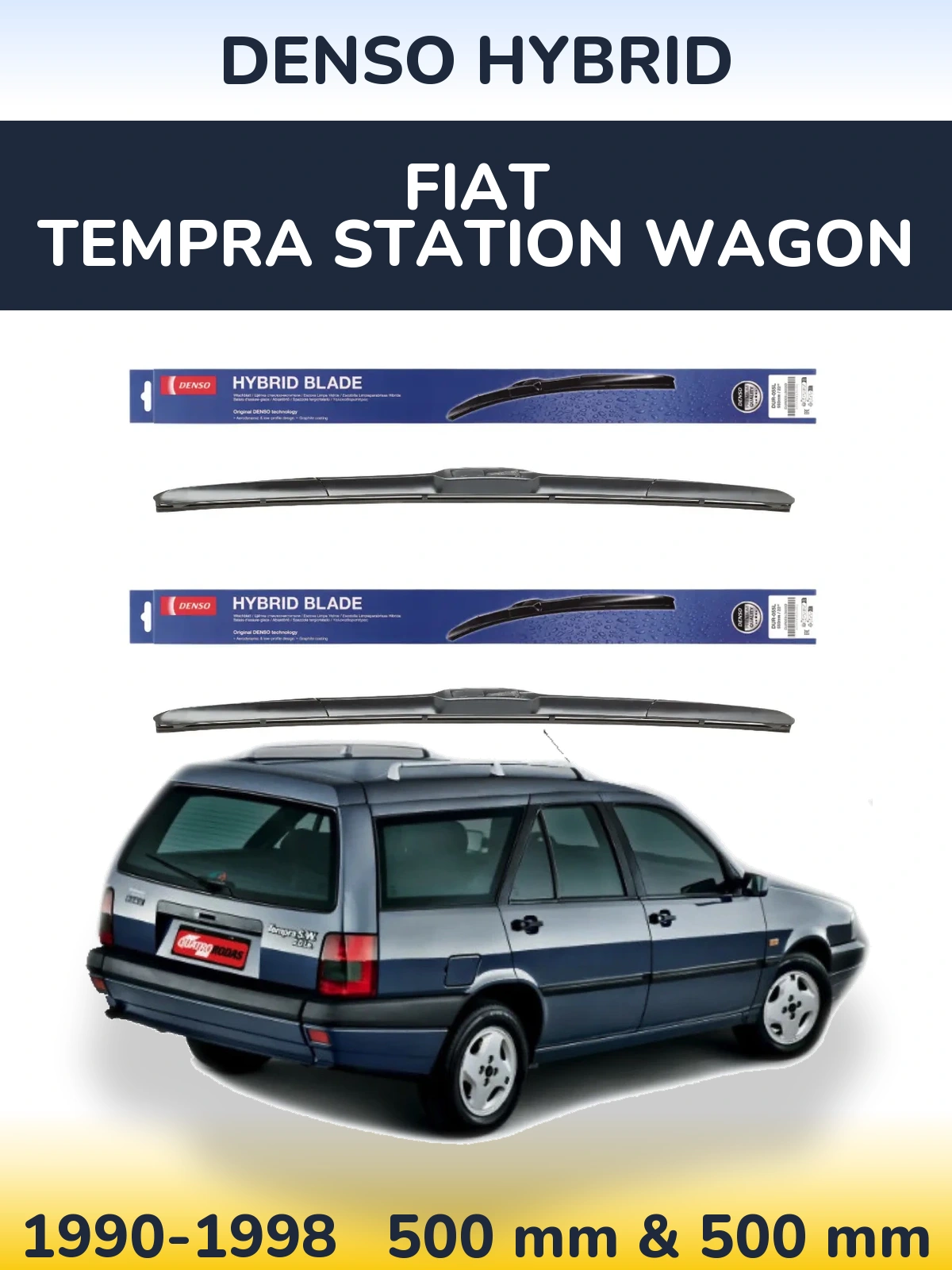 Komplet przednich wycieraczek Denso Hybrid 500 & 500 mm do Fiat Tempra Station Wagon 1990-1998
