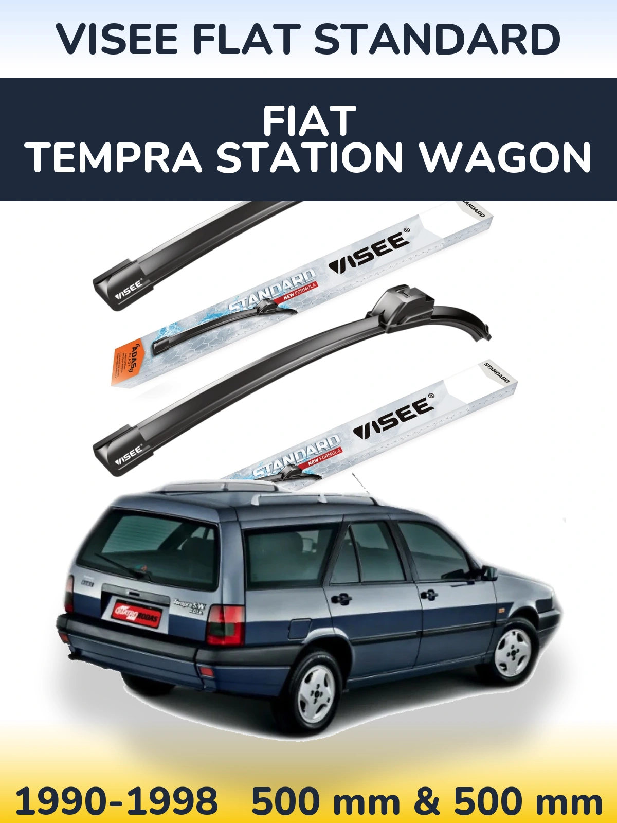 Komplet przednich wycieraczek VISEE FLAT STANDARD 500 & 500 mm do Fiat Tempra Station Wagon 1990-1998