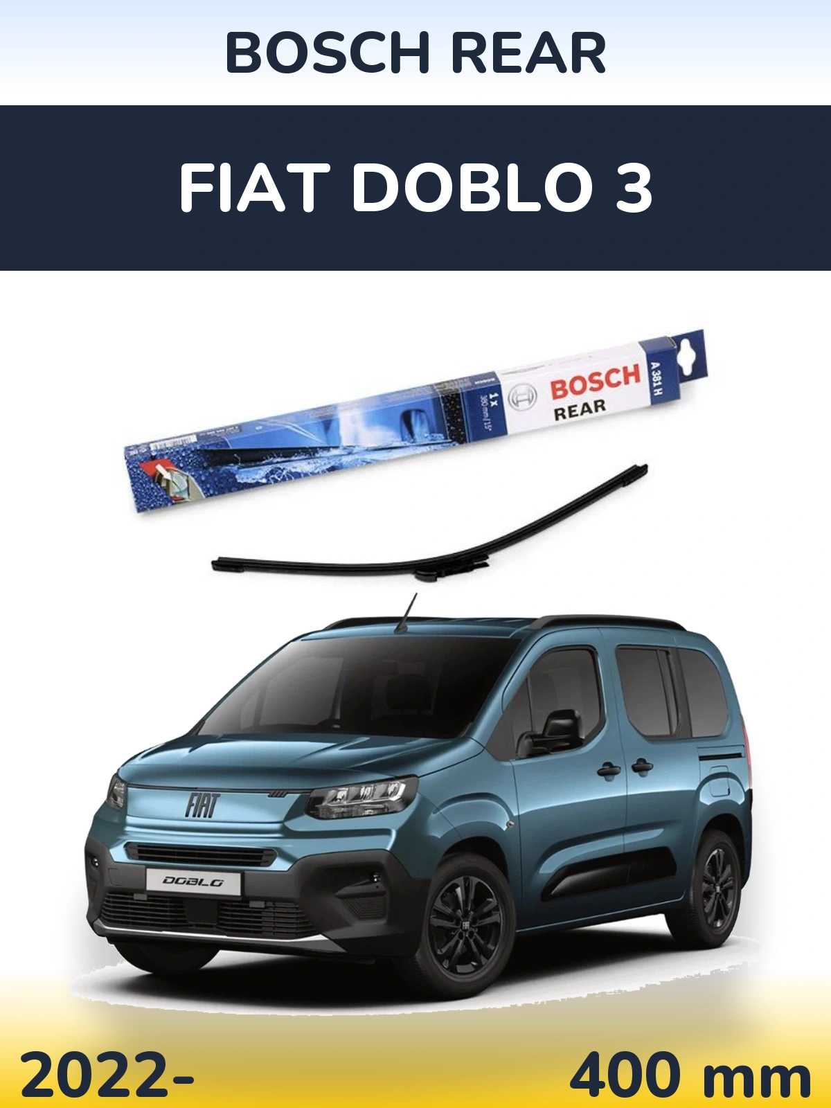 Задний дворник BOSCH Rear 380 мм для Fiat Doblo 3 2022-2026