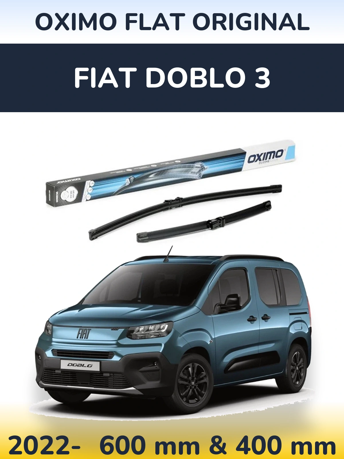 Komplet przednich wycieraczek Oximo Flat Original 600 & 400 mm do Fiat Doblo 3 2022-2026