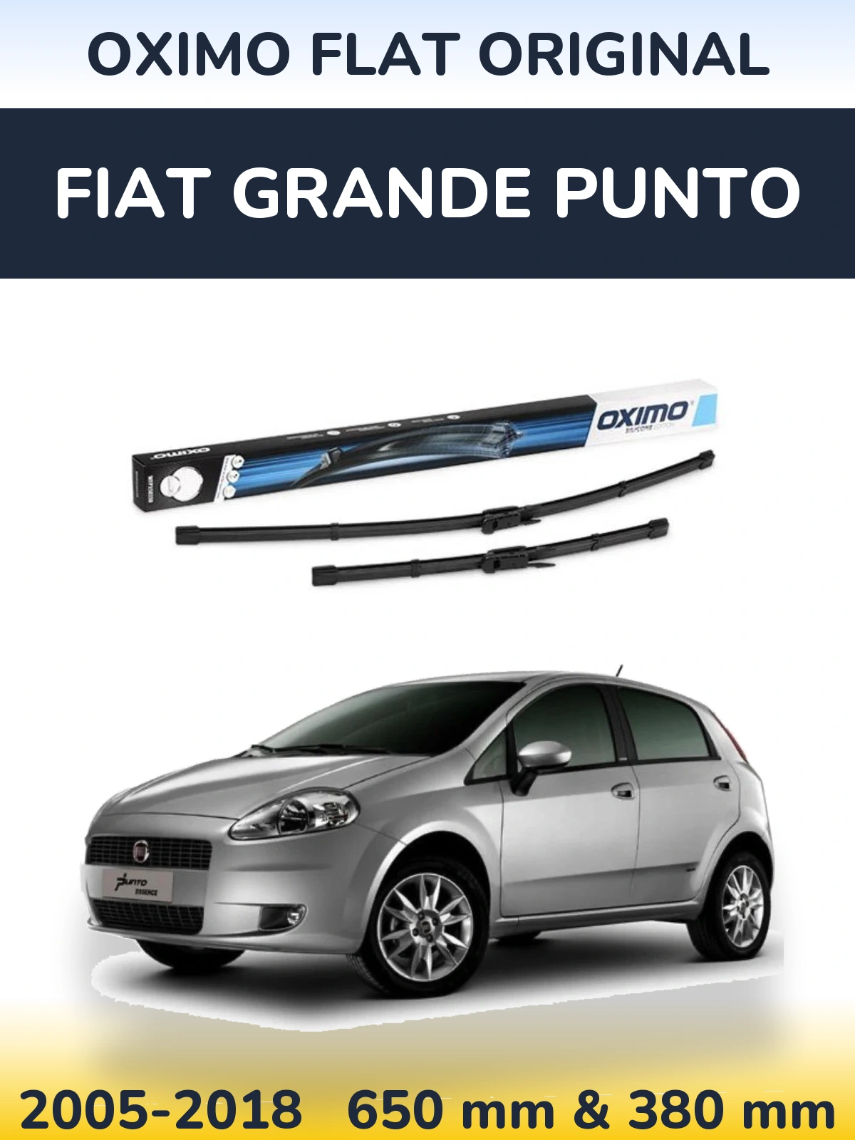 Komplet przednich wycieraczek Oximo Flat Original 650 & 380 mm do Fiat Grande Punto 2005-2018