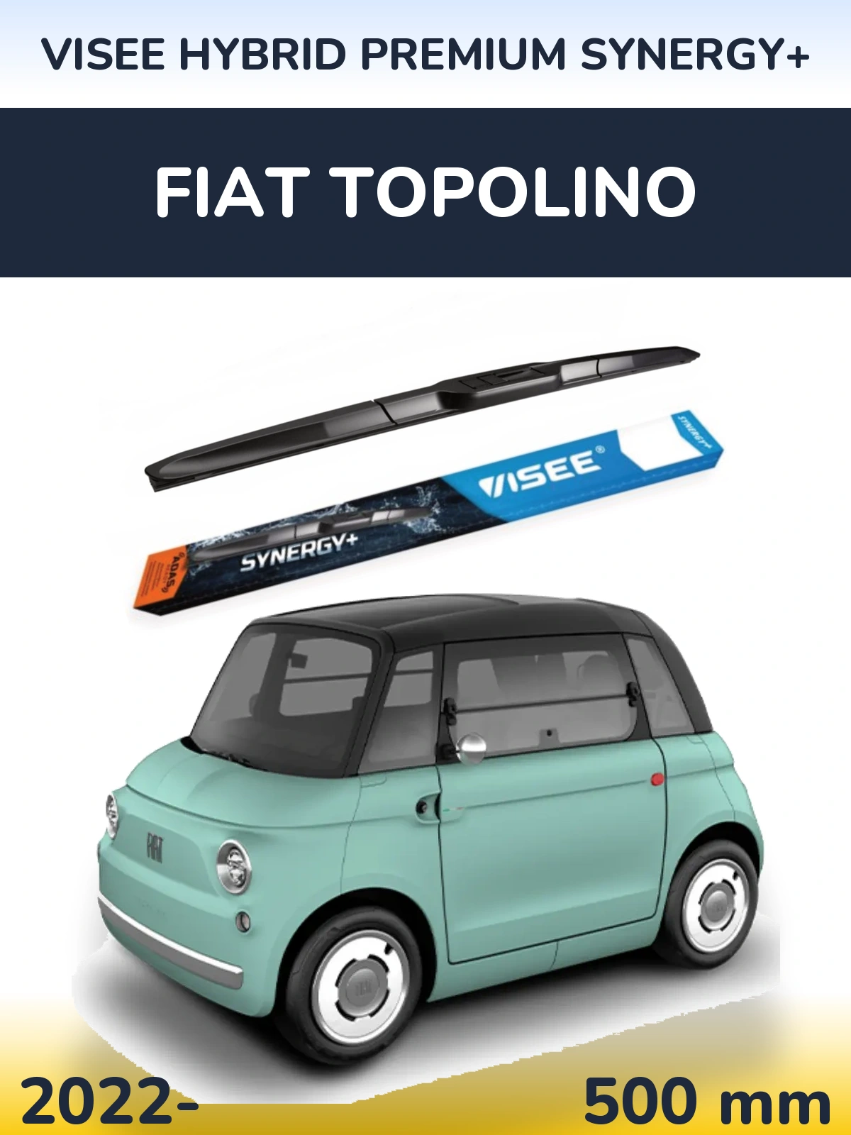 Передний дворник VISEE HYBRID PREMIUM SYNERGY+ 500 мм для Fiat Topolino 2022-2026