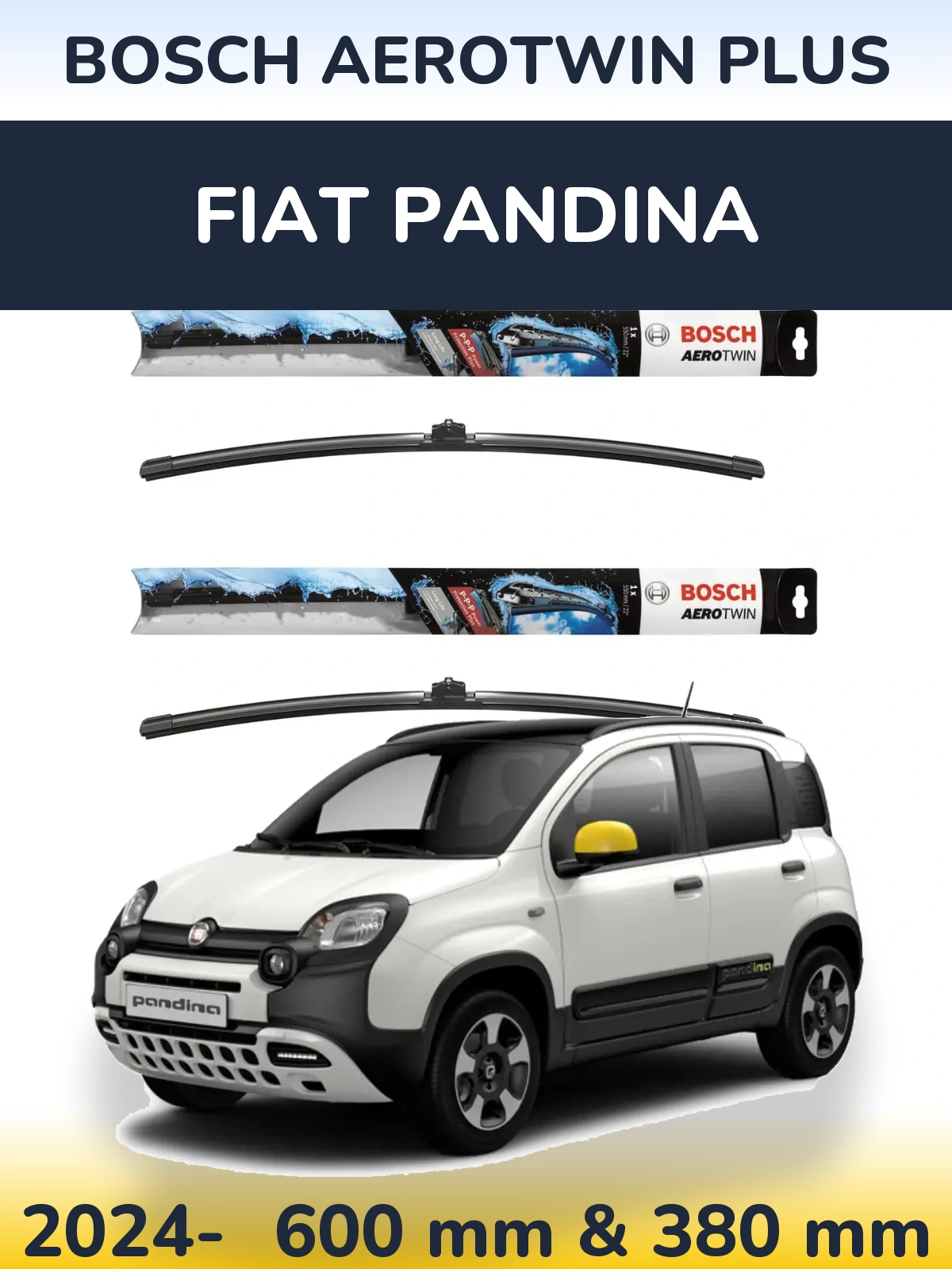 Komplet przednich wycieraczek BOSCH AeroTwin Plus 600 & 380 mm do Fiat Pandina 2024-2026