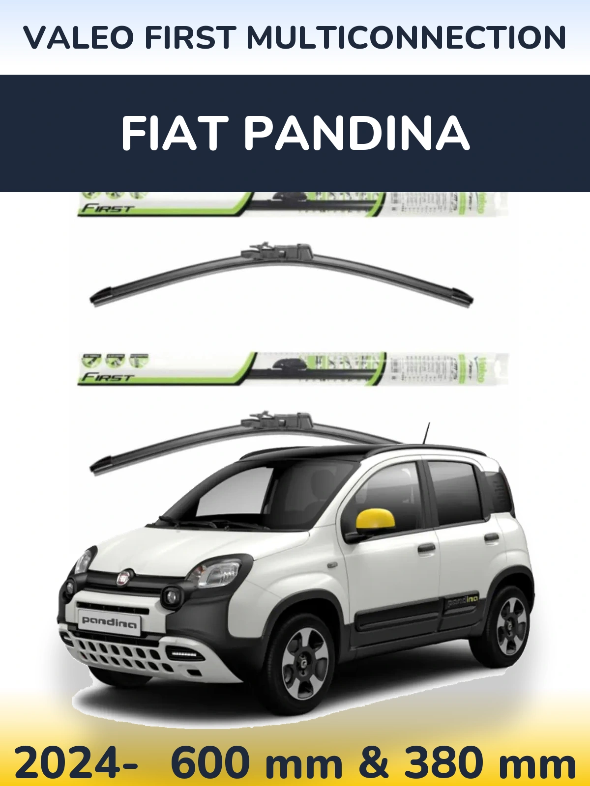 Komplet przednich wycieraczek Valeo First MultiConnection 600 & 380 mm do Fiat Pandina 2024-2026