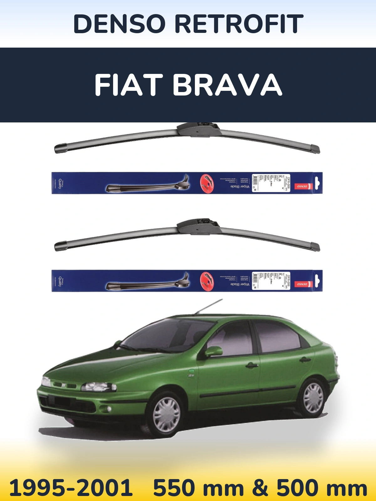 Комплект передних дворников Denso Retrofit 550 & 500 мм для Fiat Brava 1995-2001