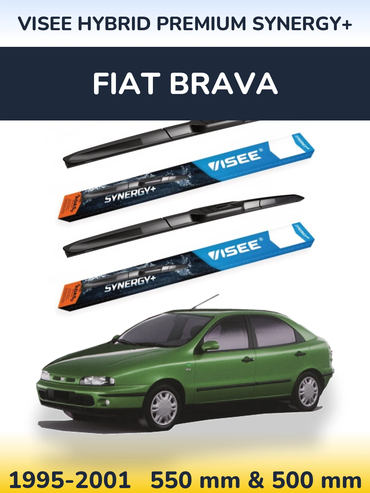 Комплект передних дворников VISEE HYBRID PREMIUM SYNERGY+ 550 & 500 мм для Fiat Brava 1995-2001