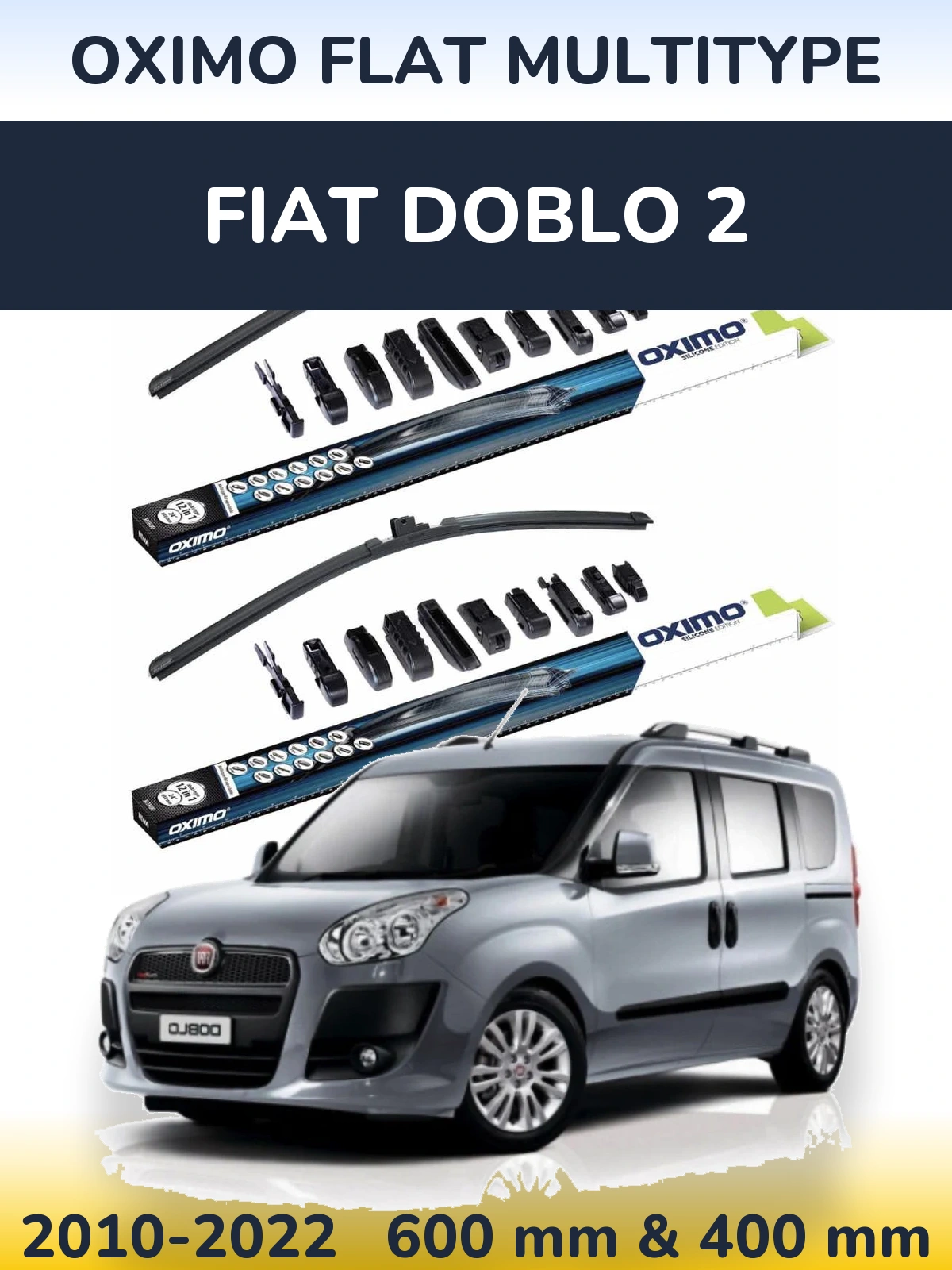 Komplet przednich wycieraczek Oximo Flat MultiType 600 & 400 mm do Fiat Doblo 2 2010-2022