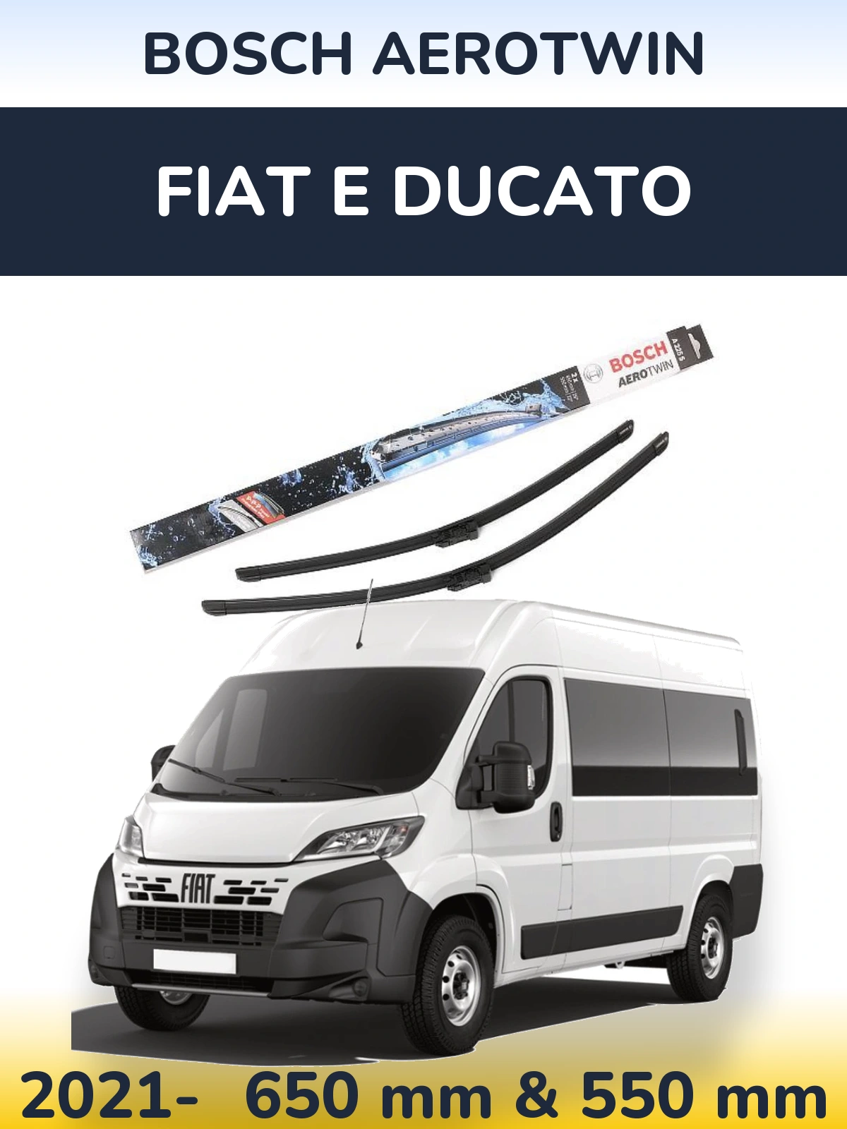 Komplet przednich wycieraczek BOSCH AeroTwin 650 & 550 mm do Fiat E Ducato 2021-2026