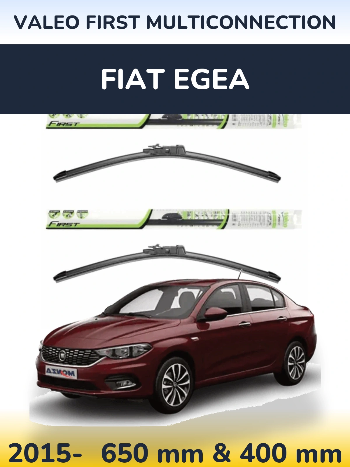 Komplet przednich wycieraczek Valeo First MultiConnection 650 & 400 mm do Fiat Egea 2015-2026