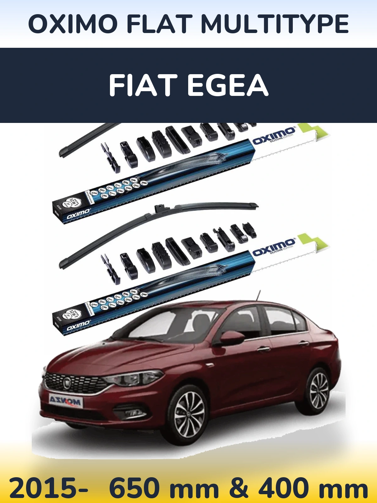 Комплект передних дворников Oximo Flat MultiТипe 650 & 400 мм для Fiat Egea 2015-2026