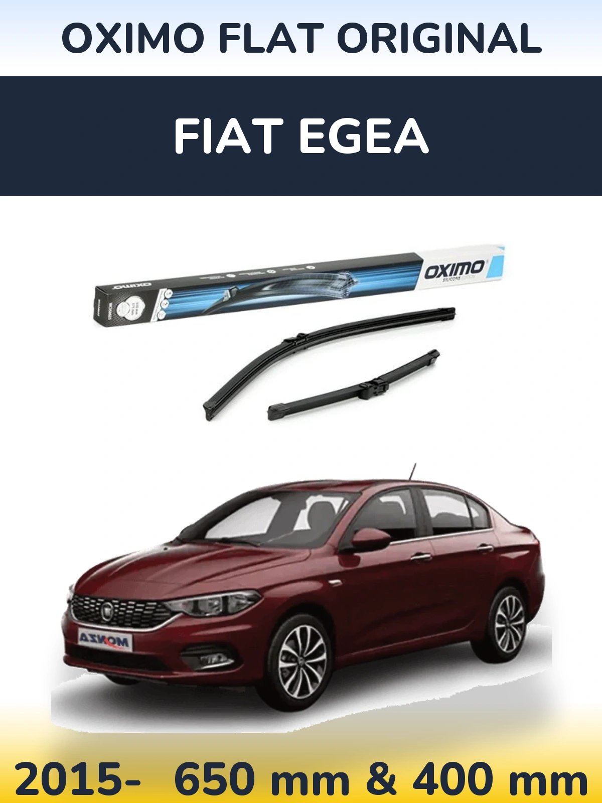 Комплект передних дворников Oximo Flat Original 650 & 375 мм для Fiat Egea 2015-2026