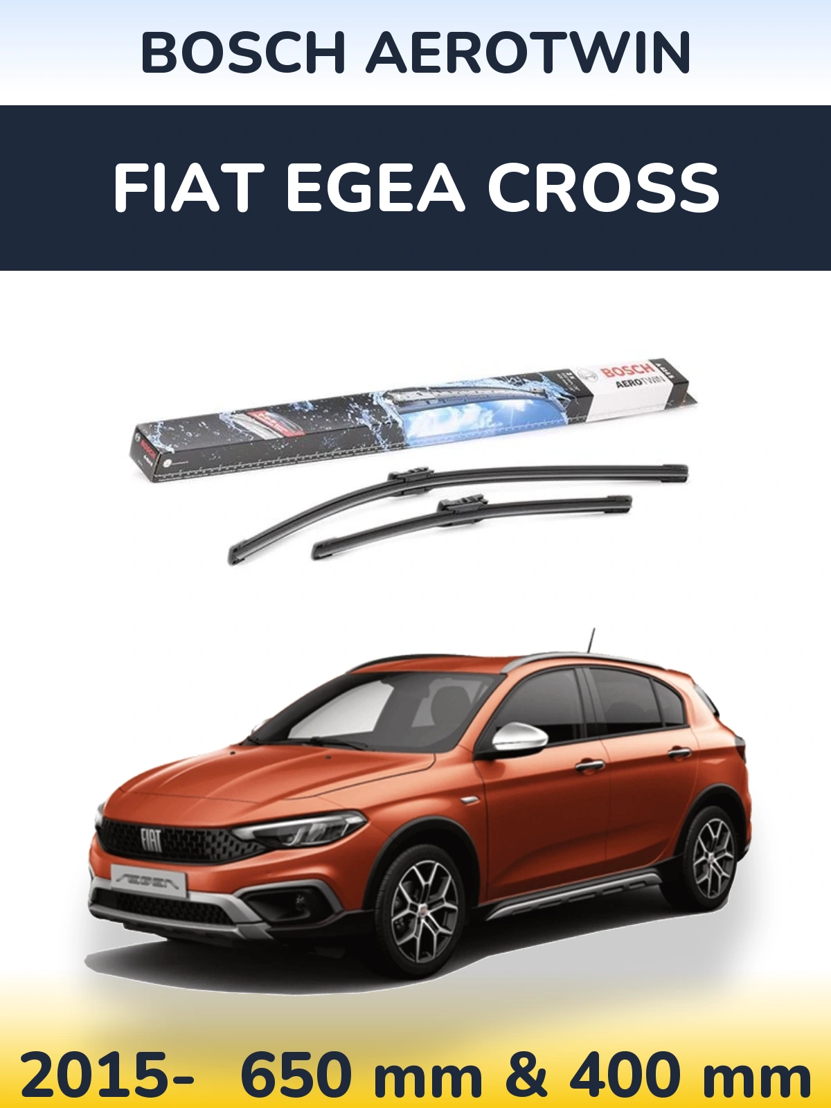 Komplet przednich wycieraczek BOSCH AeroTwin 650 & 400 mm do Fiat Egea Cross 2015-2026