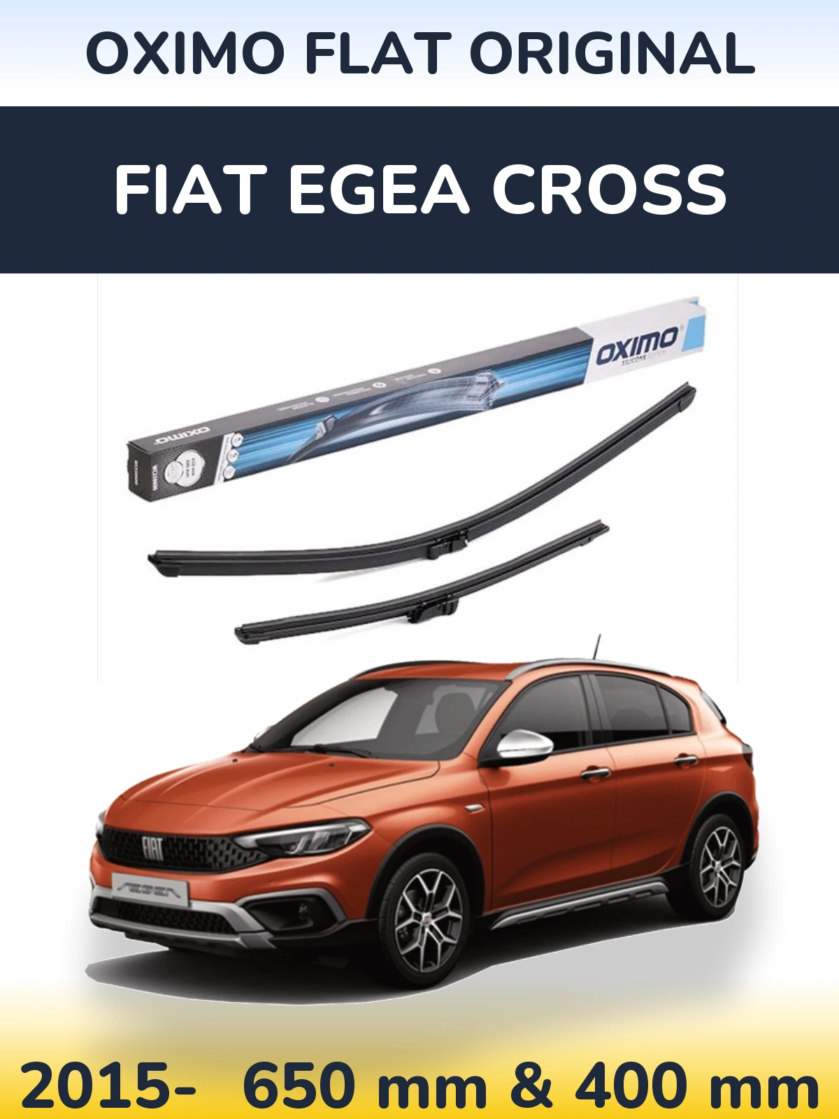 Комплект передних дворников Oximo Flat Original 650 & 400 мм для Fiat Egea Cross 2015-2026