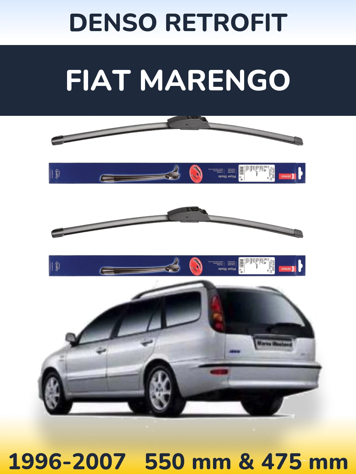 Комплект передних дворников Denso Retrofit 550 & 475 мм для Fiat Marengo 1996-2007