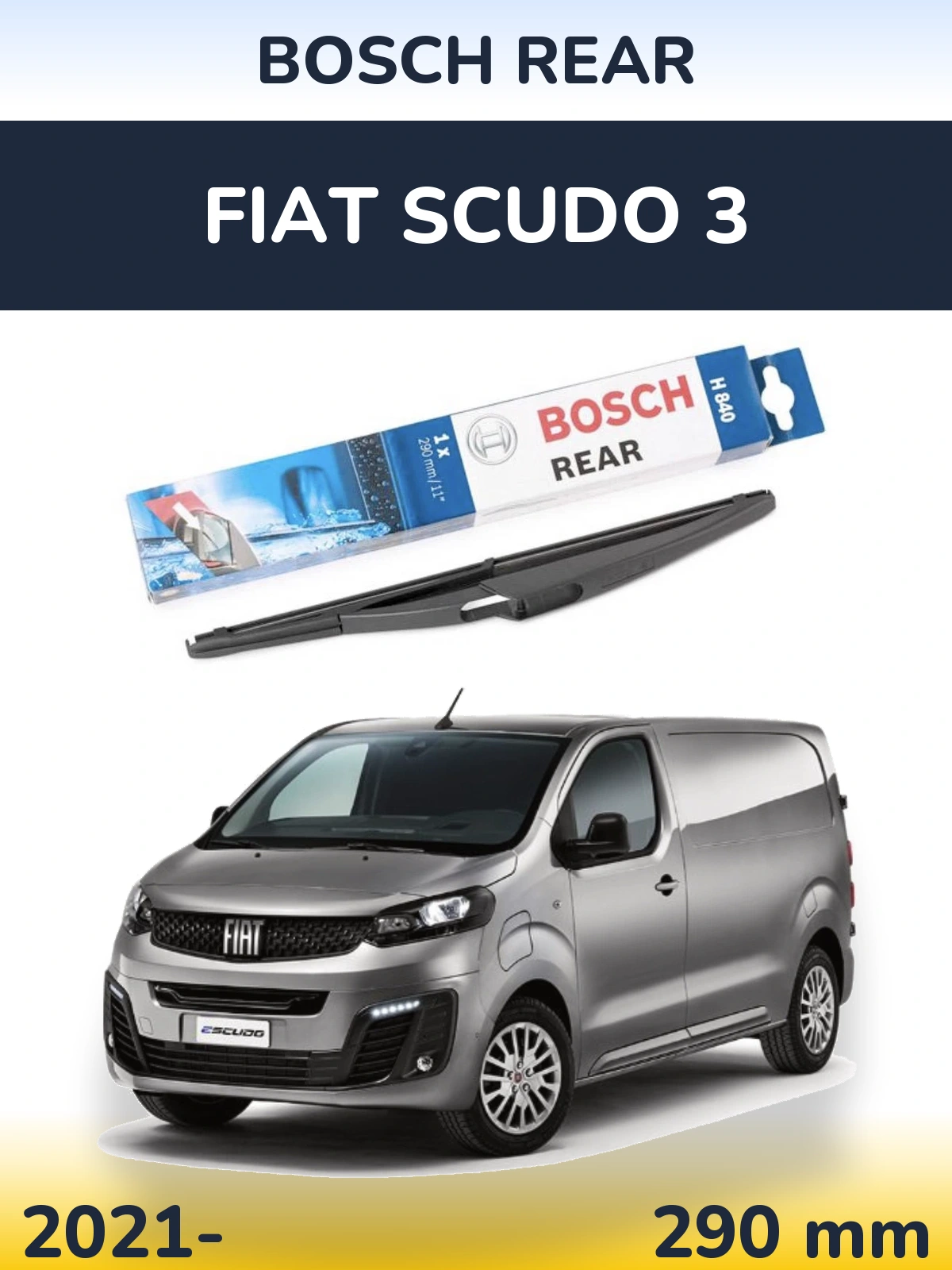 Задний дворник BOSCH Rear 290 мм для Fiat Scudo 3 2021-2026