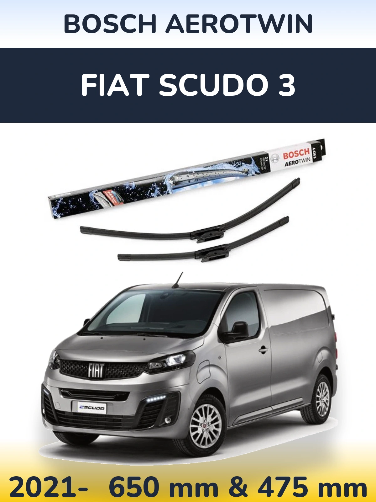 Komplet przednich wycieraczek BOSCH AeroTwin 650 & 475 mm do Fiat Scudo 3 2021-2026