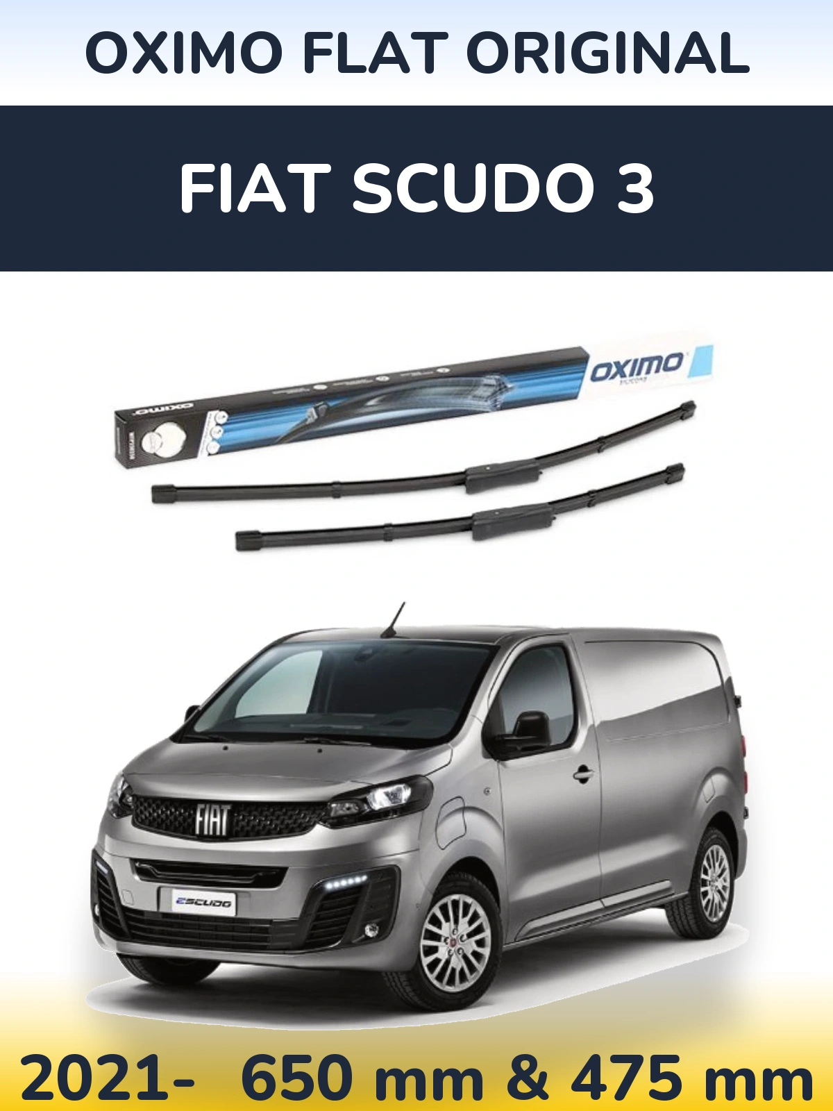 Komplet przednich wycieraczek Oximo Flat Original 650 & 475 mm do Fiat Scudo 3 2021-2026