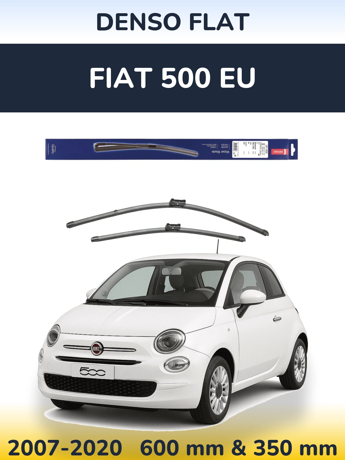 Komplet przednich wycieraczek Denso Flat 600 & 350 mm do Fiat 500 EU 2007-2020