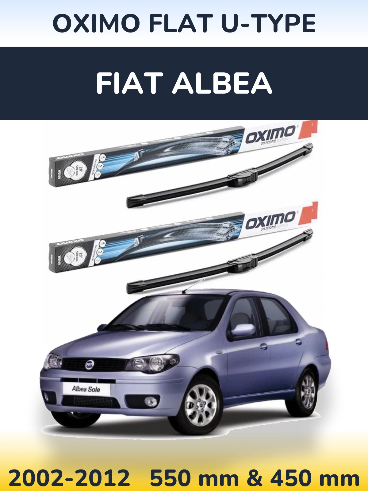 Komplet przednich wycieraczek Oximo Flat U-type 550 & 450 mm do Fiat Albea 2002-2012