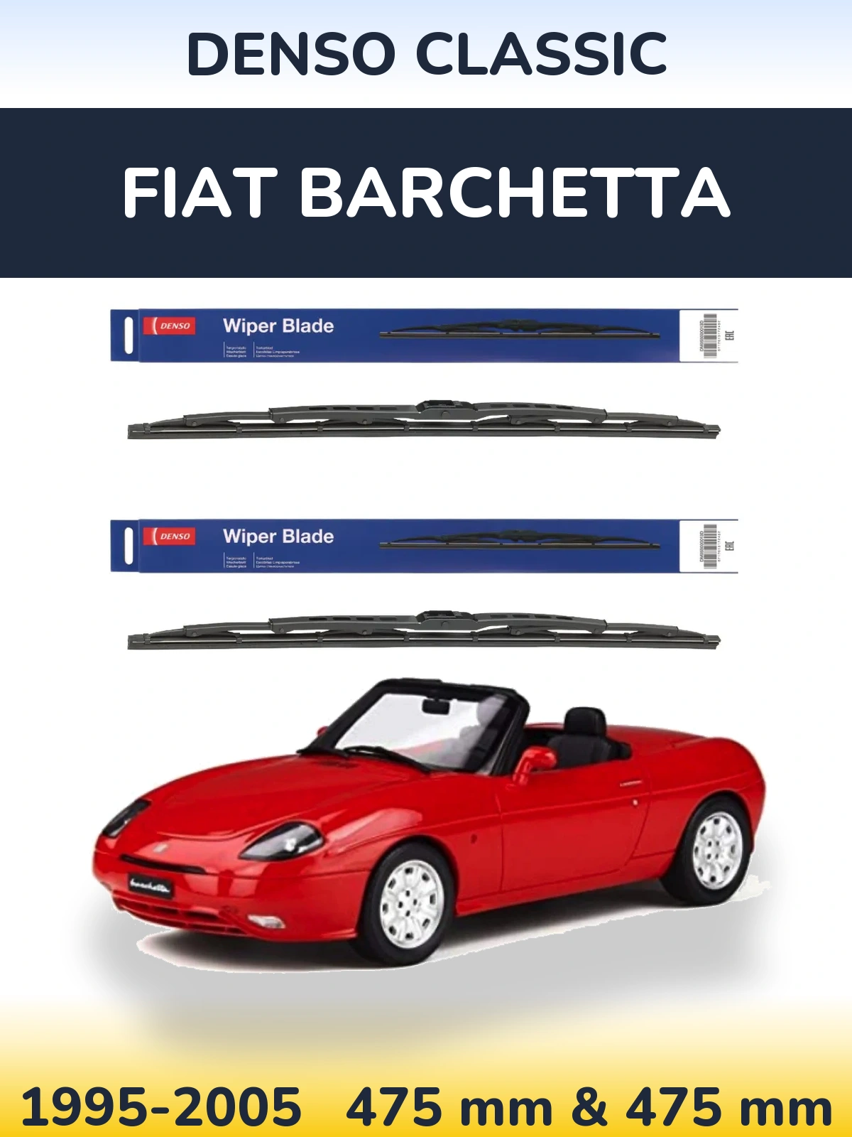 Komplet przednich wycieraczek Denso Classic 475 & 475 mm do Fiat Barchetta 1995-2005