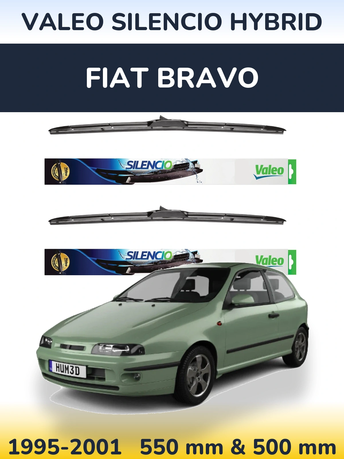 Комплект передних дворников Valeo Silencio Hybrid 550 & 500 мм для Fiat Bravo 1995-2001