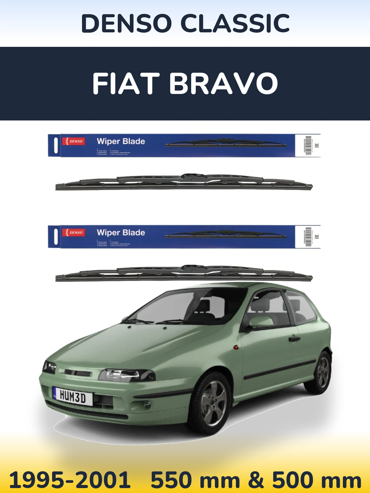 Комплект передних дворников Denso Classic 550 & 500 мм для Fiat Bravo 1995-2001