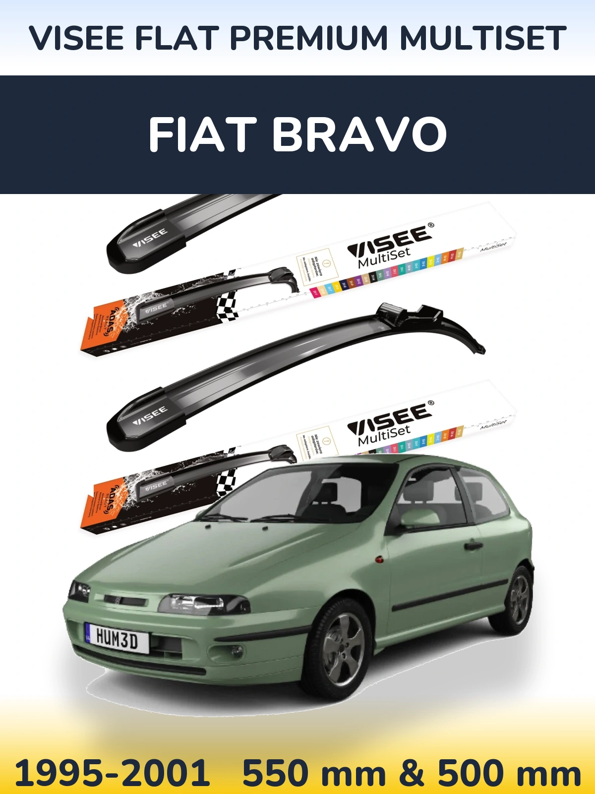 Komplet przednich wycieraczek VISEE FLAT PREMIUM MultiSet 550 & 500 mm do Fiat Bravo 1995-2001