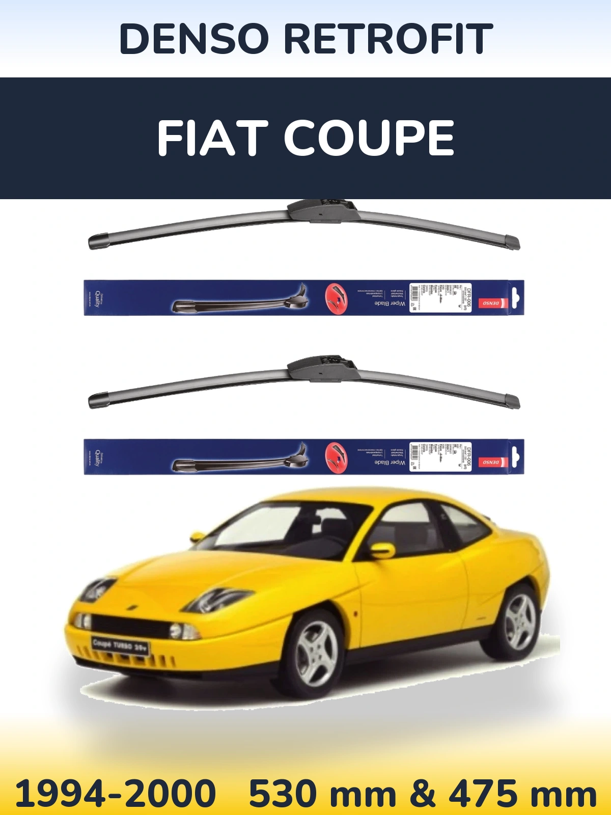Komplet przednich wycieraczek Denso Retrofit 530 & 475 mm do Fiat Coupe 1994-2000